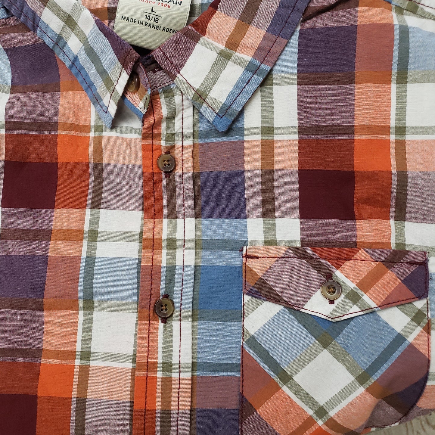 Boys Orange Plaid