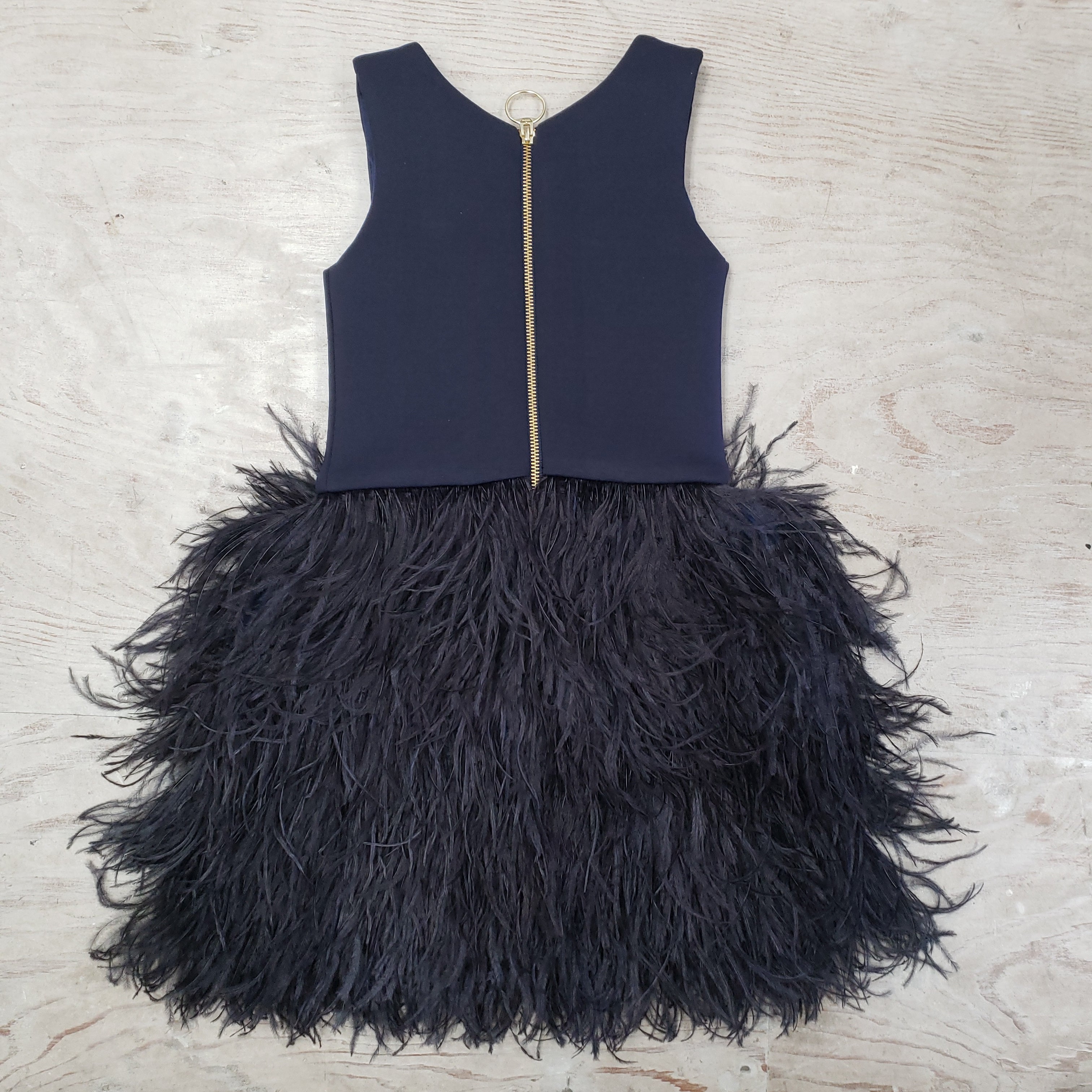 Navy Feather Special occasion Dress by Zoe Ltd.