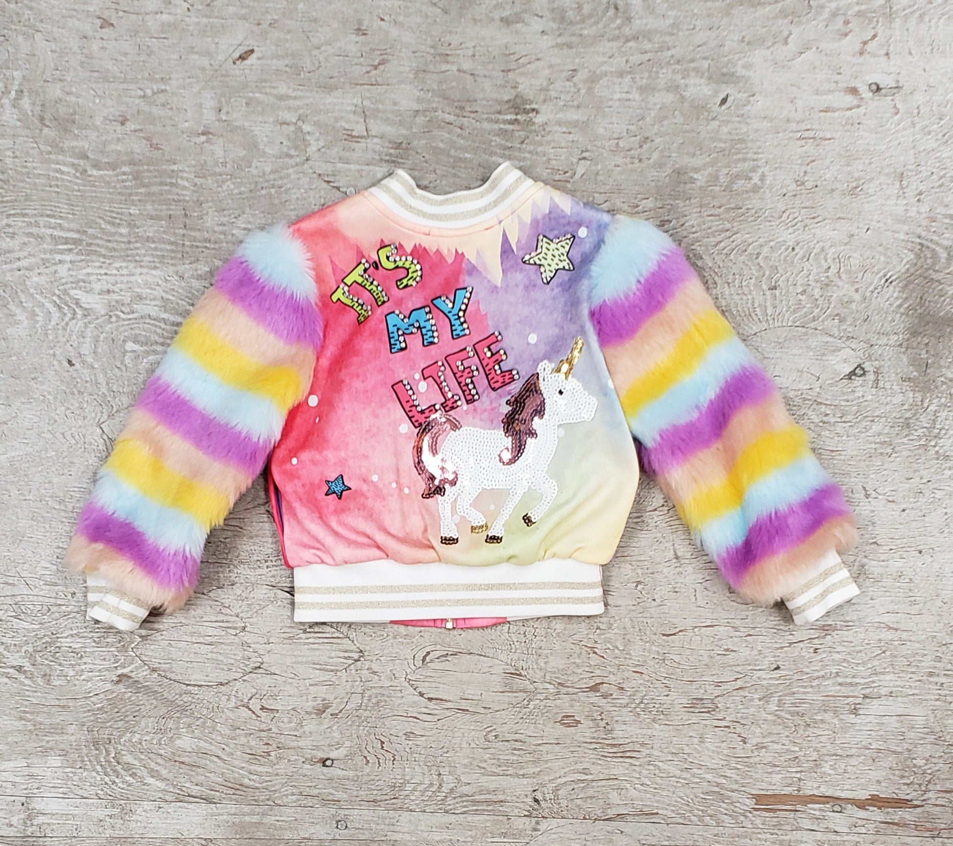 Baby and Girls Jacket with faux fur sleeves