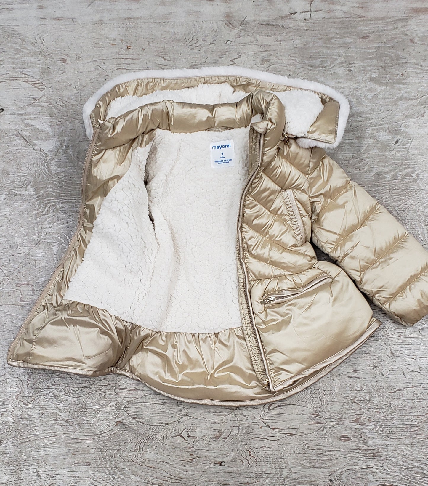 Girls Gold Puffer Jacket