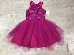 Hot pink sequined and tulle dress by Zoe Ltd.