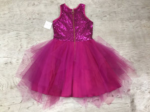 Hot pink sequined and tulle dress by Zoe Ltd.