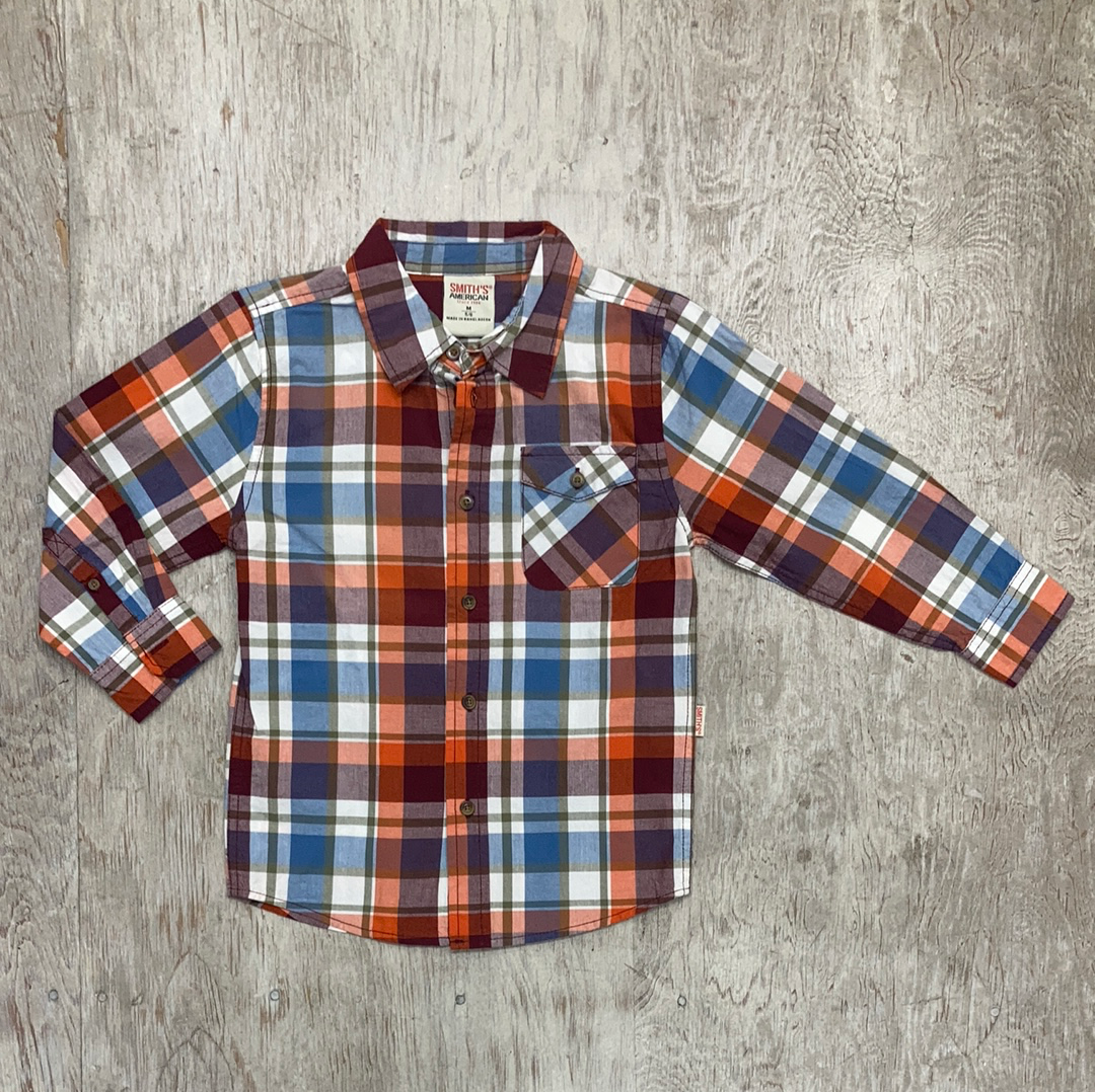 Boys Orange Plaid